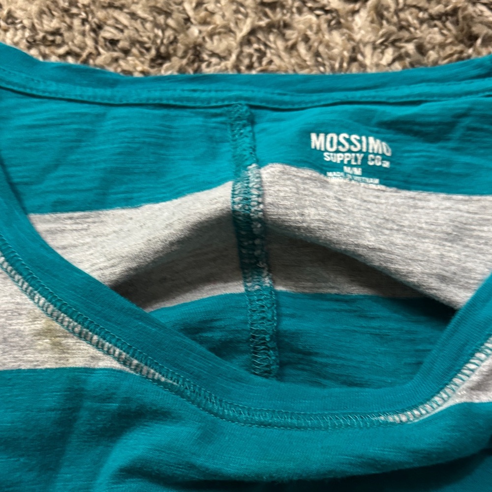 Mossimo Supply Co. Kids Teal and Gray Striped Tee-(M)-Good-8$